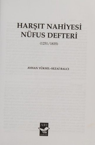 Harşıt nahiyesi nüfus defteri (1251/1835)