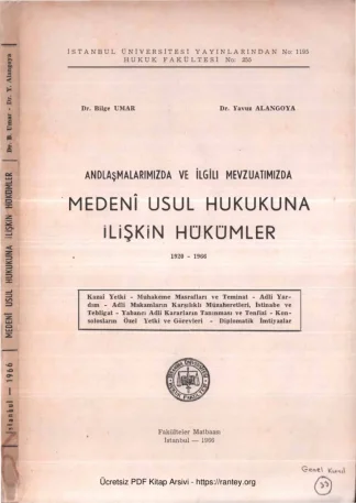 Medeni Usul Hukukuna İlişkin Hükümler 1920 1966 kitap kapağı