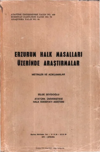 Erzurum Halk Masalları Üzerinde Araştırmalar kitap kapağı