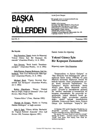 Başka Dillerden Dergisi Sayı 05 Temmuz 1992