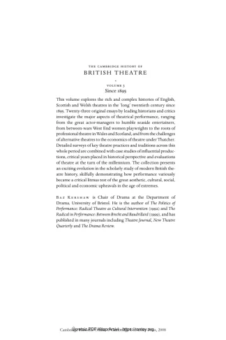 The Cambridge History Of British Theatre 3