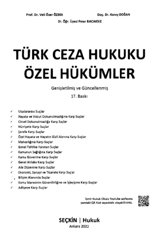 vd Türk Ceza Hukuku Özel Hükümler Seçkin Hukuk Yayınları