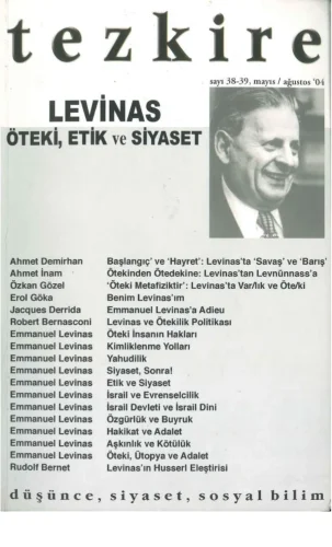Tezkire Dergisi Sayı 38 39 Ağustos 2004 Levinas Özel Sayısı
