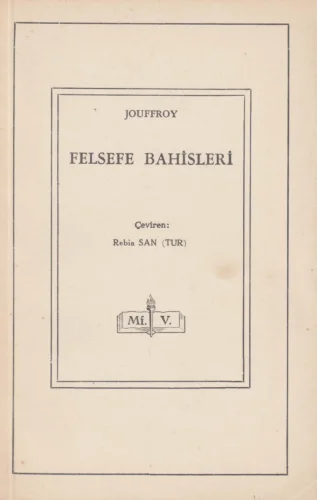 T S Jouffroy Felsefe Bahisleri MEB Yayınları