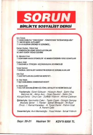 Sorun Birlikte Sosyalist Dergi Sayı 20 21 Haziran