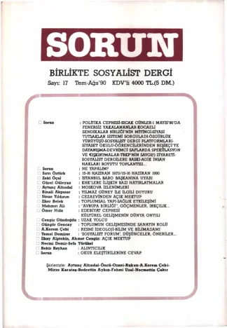 Sorun Birlikte Sosyalist Dergi Sayı 17 Temmuz Ağustos