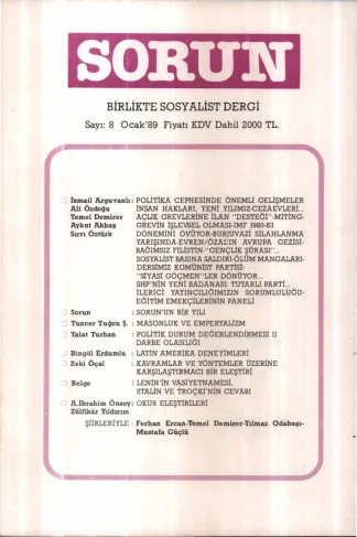 Sorun Birlikte Sosyalist Dergi Sayı 08 Ocak