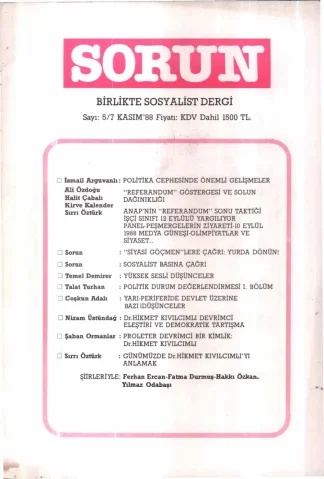 Sorun Birlikte Sosyalist Dergi Sayı 05 07 Kasım