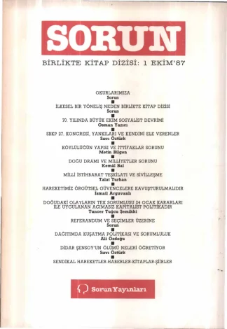 Sorun Birlikte Sosyalist Dergi Sayı 01 Ekim