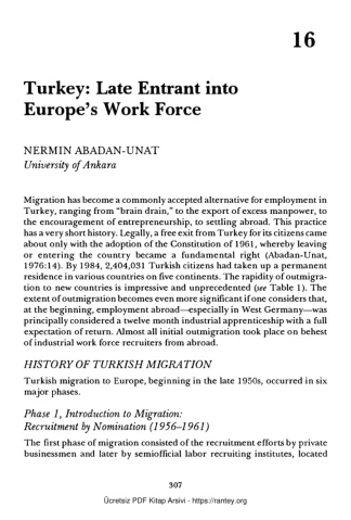 The Politics of Migration Policies Nermin Abadan Unat