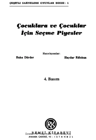 Çocuklara ve Çocuklar İçin Seçme Piyesler kitap kapağı