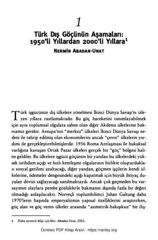 Kökler ve Yollar Türkiyede Göç Süreçleri İstanbul Bilgi Üniversitesi Yayınları Nermin Abadan Unat