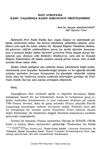 Surun Anısına Armağan AÜSBF Yayınları Nermin Abadan Unat