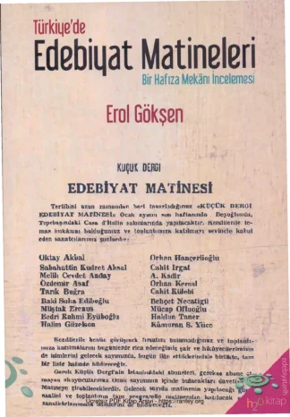 Türkiyede Edebiyat Matineleri H2O Yayınları