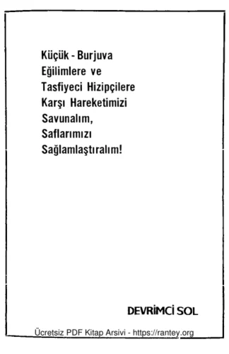 Eğilimlere ve Tasfiyeci Hiziplere Karşı Hareketimizi Savunalım Saflarımızı Sağlamlaştıralım Devrimci Sol Yayınları kitap kapağı