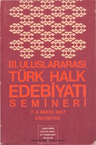 Türk Halk Edebiyatı Semineri 7 9 Mayıs 1987 Eskişehir YEKSTV Yayınları kitap kapağı