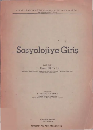 Sosyolojiye Giriş AÜSBF Yayınları
