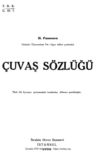 Çuvaş Sözlüğü kitap kapağı