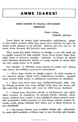 Nermin Abadan Unat Amme İdaresi ve Halkla Münasebet Mefhumu SBF Dergisi Cilt 10 Sayı 2