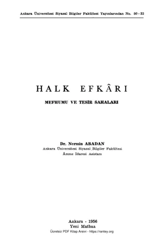 Halk Efkarı Mefhumu ve Tesir Sahaları