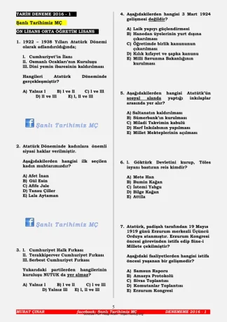 Şanlı Tarihimiz MÇ Deneme 2016 1