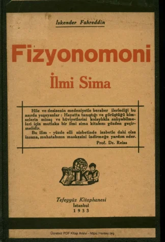 FİZYONOMONİ İLM İ SİMA 1933