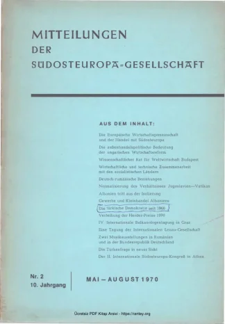 Südosteuropa Gesellschaft No 2 10 Jahrgang Mai August 1970