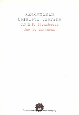 F Strasbourg Jan D Matthews Akademinin Sefaleti Üzerine SUB Yayımları kitap kapağı