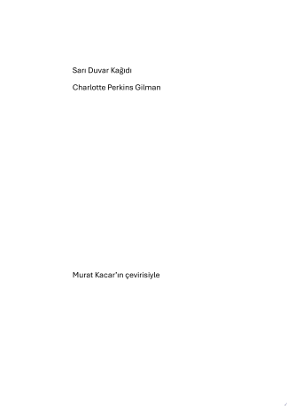 Sari Duvar Kagidi kitap kapağı